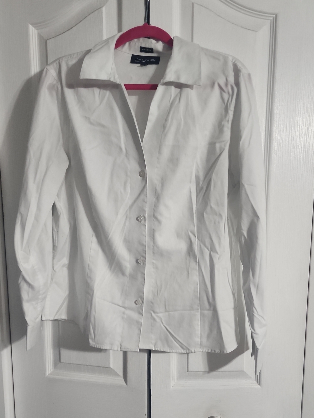 Jones New York Women's White Button-Front Dress Shirt